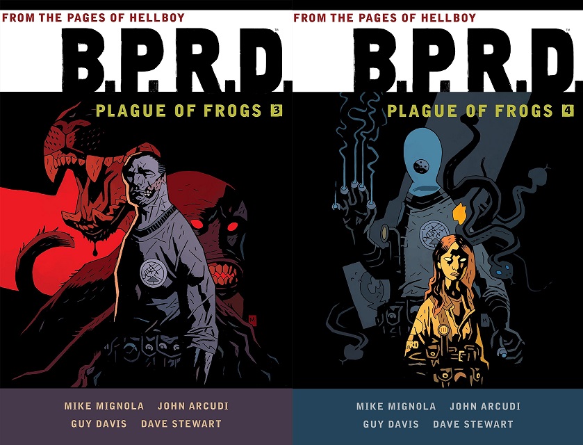 Covers for B.P.R.D. Plague of Frogs Volumes 3 and 4 by Mike Mignola