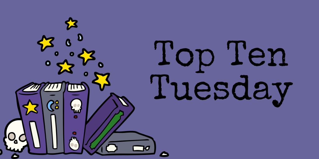 Top Ten Tuesday banner with spells books