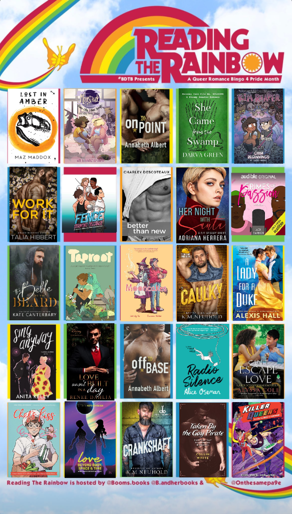 Completed bingo board for Reading the Rainbow