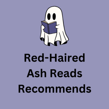 A purple thumbnail with a ghost reading a purple book in the center with text below it that says: Red-Haired Ash Reads Recommends: